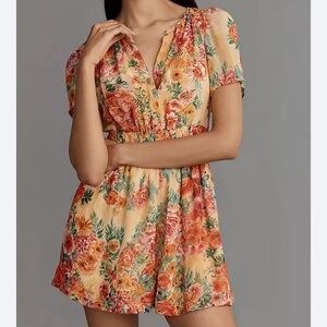 Anthropologie Somerset Floral Chiffon Romper Size XL
